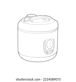 Rice cooker, magic jar, illustration vector, line art vector, outline art.
