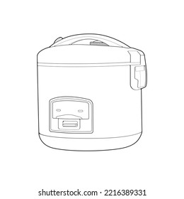 Cocina de arroz, tarro mágico, vector de ilustración, vector de arte de línea, arte esquemático.
