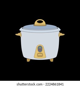 Rice cooker, magic jar, illustration vector, hand drawn art vector, outline art.
