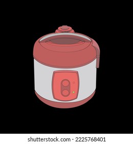 Rice cooker, magic jar, illustration vector, hand drawn art vector, outline art.
