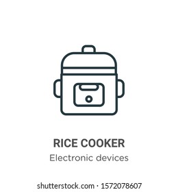 Rice cooker outline vector icon. Thin line black rice cooker icon, flat vector simple element illustration from editable electronic devices concept isolated on white background