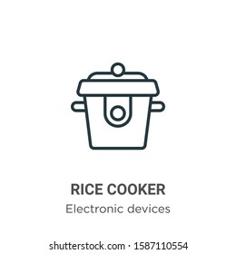 Rice cooker outline vector icon. Thin line black rice cooker icon, flat vector simple element illustration from editable electronic devices concept isolated on white background