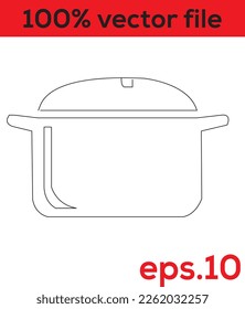 Rice cooker or pressure cooker line Icon in black line style icon, Isolated on white background. Kitchen Household appliances