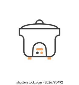 Cocina de arroz con dos colores de diseño lineal. Ilustración vectorial.