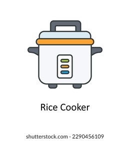Rice Cooker Vector   Fill outline Icons. Simple stock illustration stock