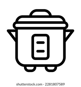 Rice Cooker Vector Line Icon Design