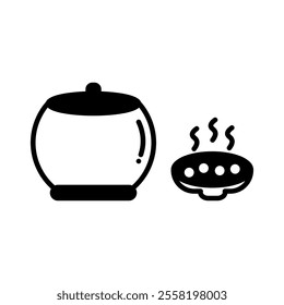 Rice Cooker Vector outline design. Simple illustration design.