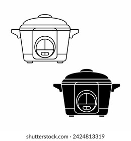 Rice cooker vector outline icons. Black Vector icon illustration magic com rice cooker