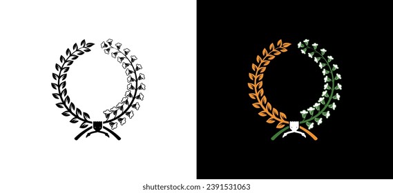 Rice and cotton or leaf and cotton symbol logo design template