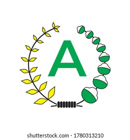 concepto de diseño vectorial de logotipo de arroz y algodón