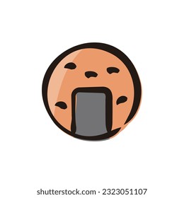 Rice cracker - Japanese dessert and sweets icon (Hand-drawn line, colored version)