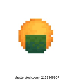Rice Cracker vector emoticon, pixel art icon, Japanese sweets, emoji isolated illustration. 8-bit sprite. Design for stickers, logo, mobile app.