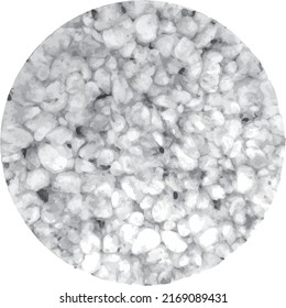Rice crispy surface texture digitally remastered into round shaped, gray scale pattern