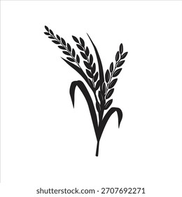 Rice crop symbol vector illustration, perfect for agriculture logos, farming icons, organic food branding, harvest designs, eco labels, and sustainable agriculture projects.
