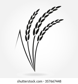 Rice. Crop Symbol. Rice Or Wheat Ears Design Element. Agriculture Grain. Vector Illustration.