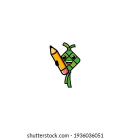 Rice Diamond Cartoon Vector Illustration Design. Recomended For Ramadhan Mascot. With Outline, Cute, And Simple Style.