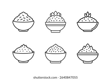 rice dishes icon line art vector illustration