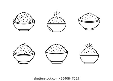rice dishes icon line art vector illustration
