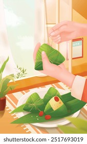 The rice dumplings made during the Dragon Boat Festival look delicious