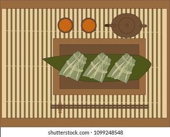 rice dumplings top view vector