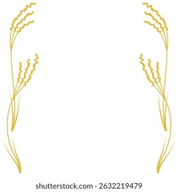 Rice ear line decoration material. Japanese Style Autumn Design Elements.Gold version.