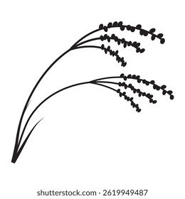 Rice ear silhouette parts material.Japanese Style Autumn Design Elements.