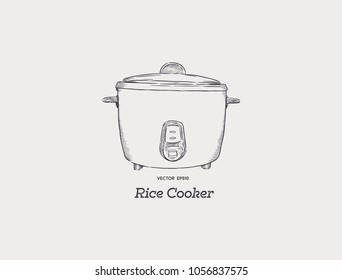 rice electric cooker oven vector.