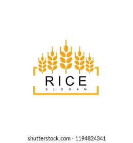 Rice Emblem Logo Design Vector