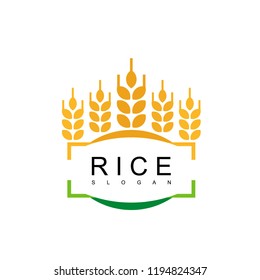 Rice Emblem Logo Design Vector