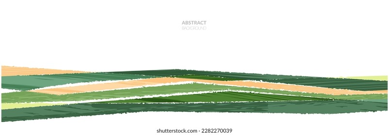 Rice field collage pattern or abstract agriculture vector background with texture. Stripe japan farmland, green ecology design. Rural farm, Thailand countryside, agro illustration. Eco vineyard banner