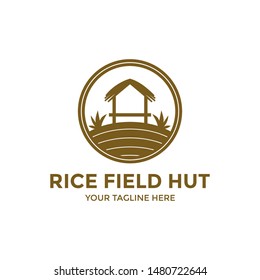 Rice Field Hut Logo Symbol. Farmers Hut Icon Silhouette Simple.