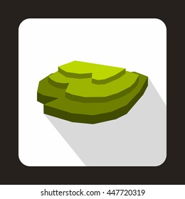 Rice field icon in flat style with long shadow. Plants symbol