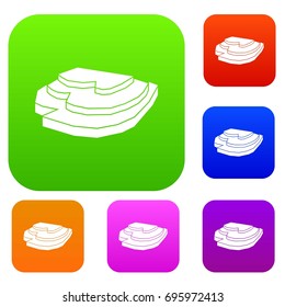Rice field set icon in different colors isolated vector illustration. Premium collection