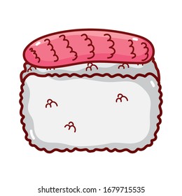 rice fish food japanese menu cartoon isolated icon vector illustration, sushi and rolls