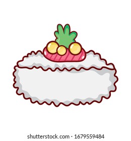 rice fish wasabi peas food japanese menu cartoon isolated icon vector illustration, sushi and rolls