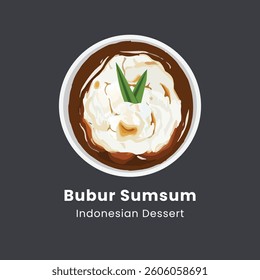 Rice Flour Coconut Milk Porridge or Bubur Sumsum served with brown sugar syrup