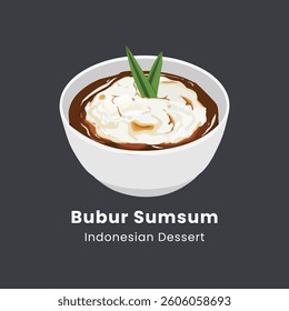 Rice Flour Coconut Milk Porridge or Bubur Sumsum served with brown sugar syrup