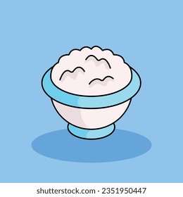 Rice Free vector cartoon icon illustration.Lunchtime Signs and Texts icon concept isolated . flat cartoon style