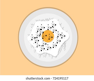 rice with fried egg vector