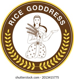 Rice Goddess , Vector Logo cartoon illustration
