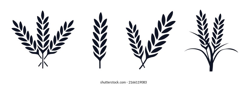 Rice and grain symbols agriculture farming plant icons
