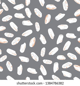 Rice grains seamless pattern on dark background. Vector illustration