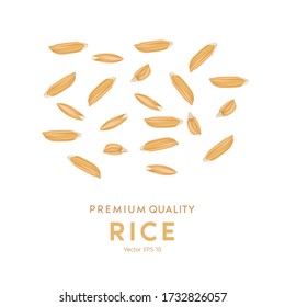 Rice and grains are symbols of agricultural harvesting,  golden yellow patterns wheat. 3D Vector illustration 