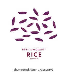 Rice and grains are symbols of agricultural harvesting, Wheat and Purple Rice. 3D Vector illustration 