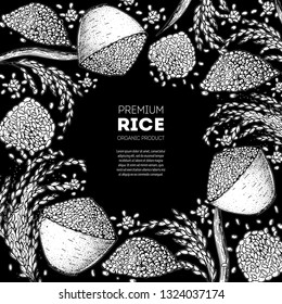 Rice hand drawn vector illustration. Rice sketch. Packaging design