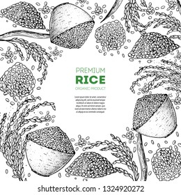 Rice hand drawn vector illustration. Rice sketch. Packaging design