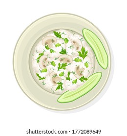 Arroz con hierbas y guarnición vegetal servido en vectores de placa Ilustración
