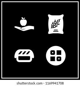 rice icon. 4 rice vector set. grain, sushi and food donation icons for web and design about rice theme