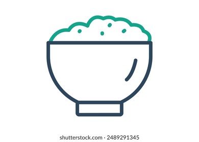 Rice icon. rice bowl. icon related to staple food. line icon style. nutrition elements vector illustration