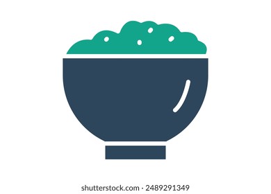 Rice icon. rice bowl. icon related to staple food. solid icon style. nutrition elements vector illustration